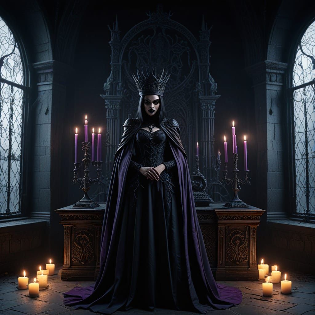 Gothic Raven Queen in Dark Academia Style