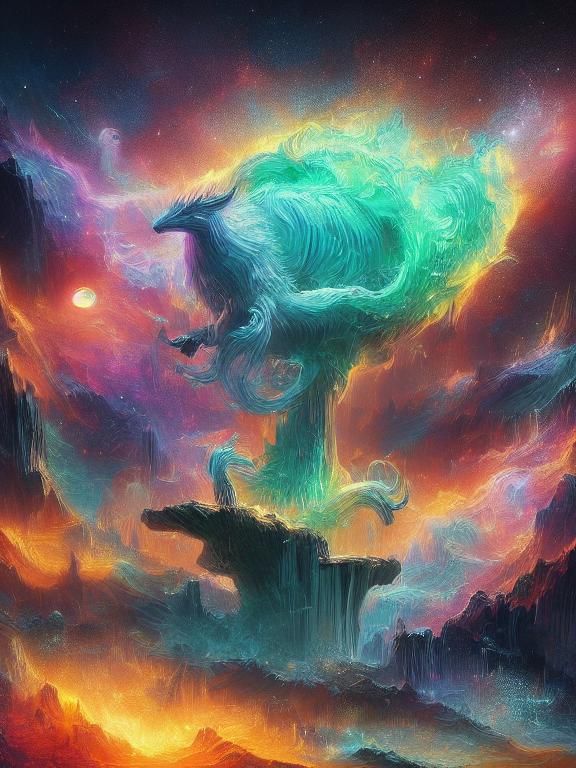 Dreamlike Galaxy Spirals Through Surreal Landscape