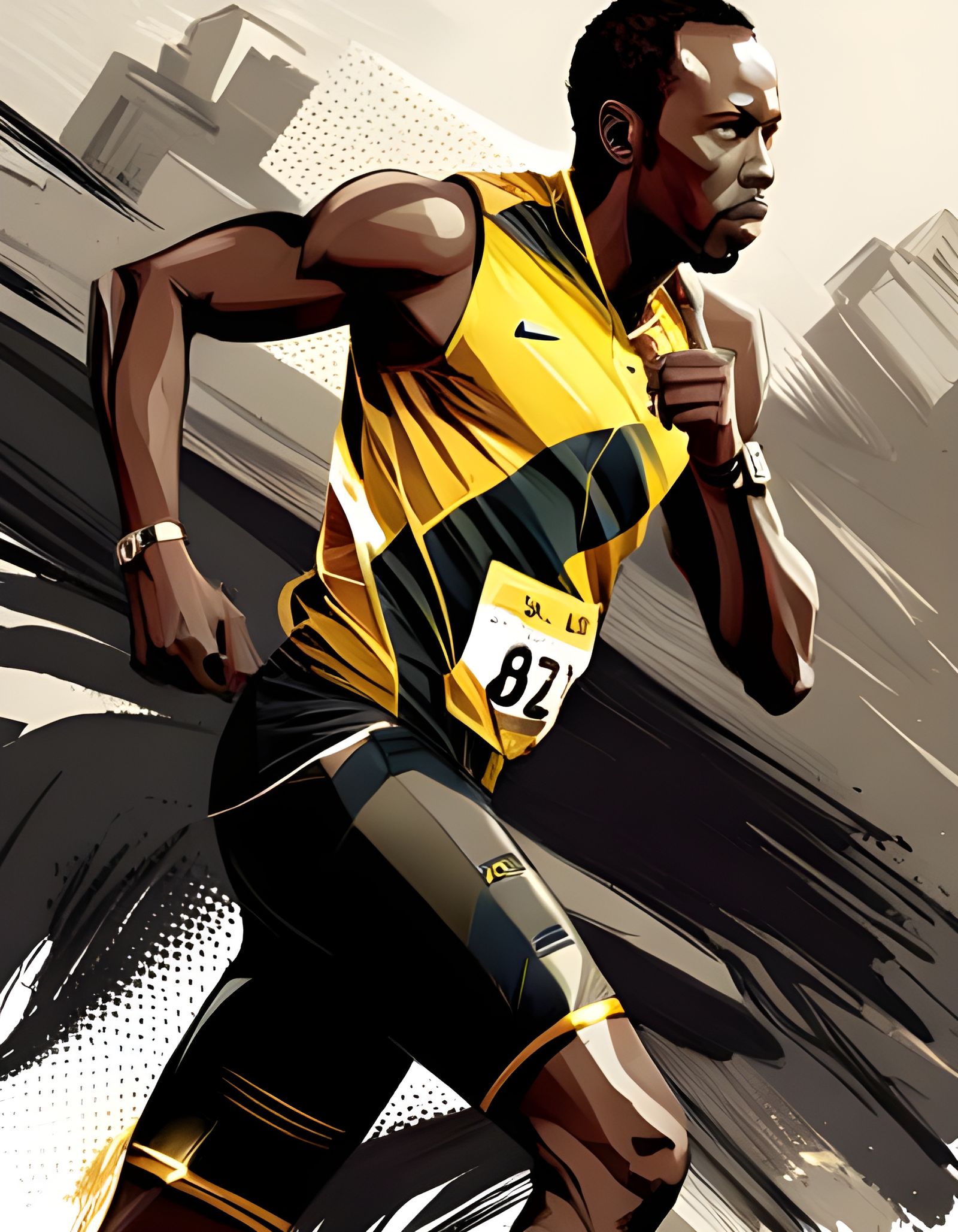Usain Bolt on the Savannah: Digital Art Magazine Cover