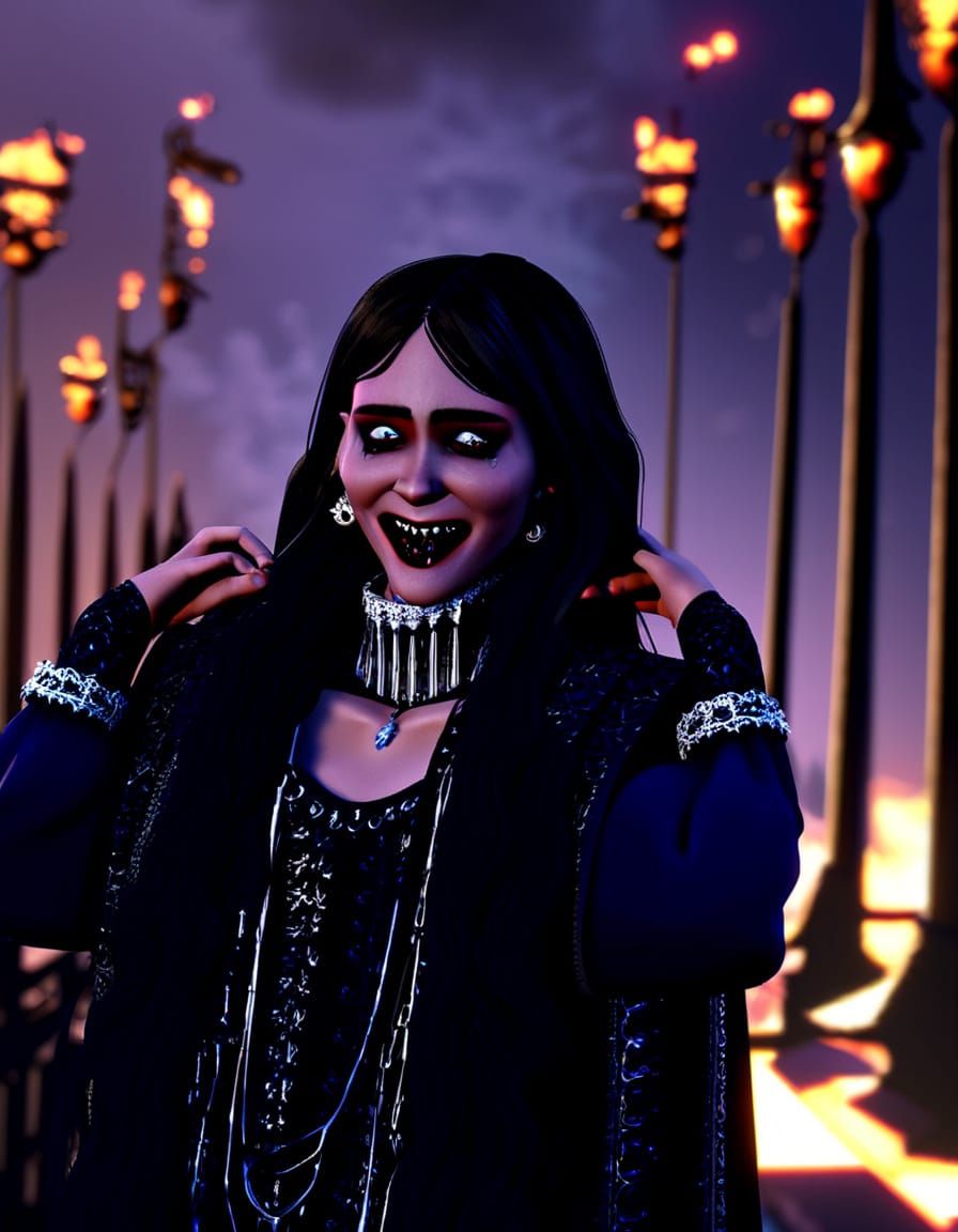 Gothic Vampire Neck Bite in Dark Fantasy Art