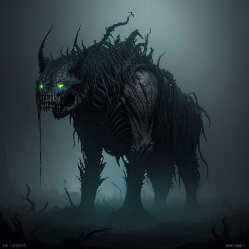 Ghoul in Swamp: Dark Fantasy Digital Painting
