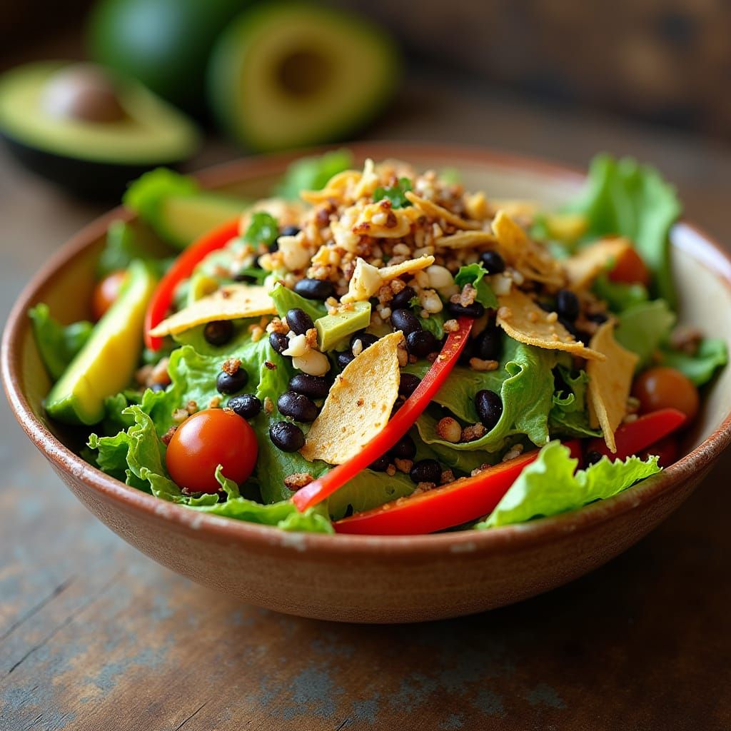 Vibrant Tex-Mex Salad in Rustic Bowl