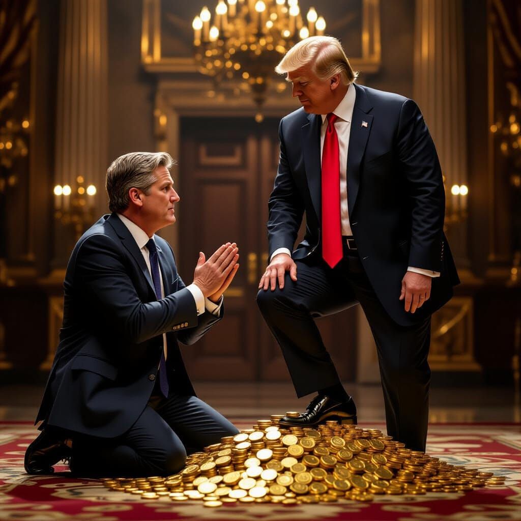 Politicians in Dramatic Scene of Supplication and Wealth