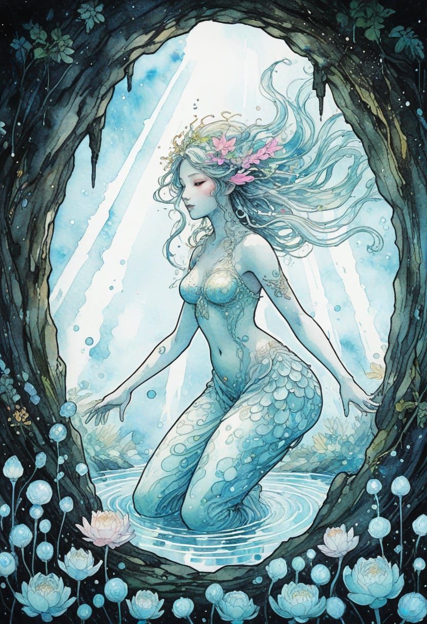 Celestial Water Nymph in Anime Style