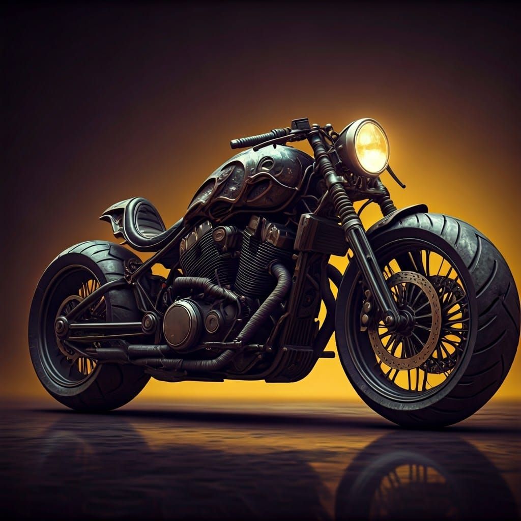 Dark Fantasy Motorcycle in Beksinski-Mucha Style