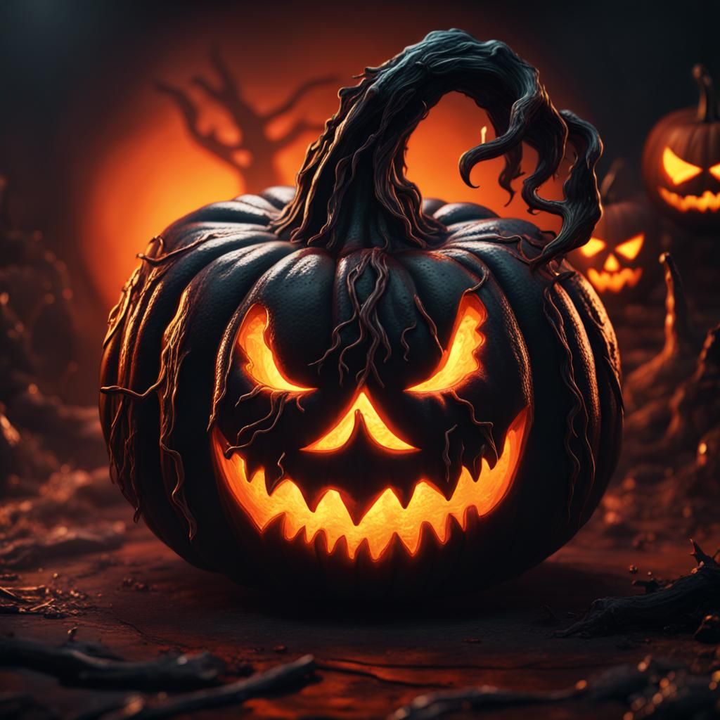 Demonic Eldritch Jack-o'-Lantern Fantasy Concept Art