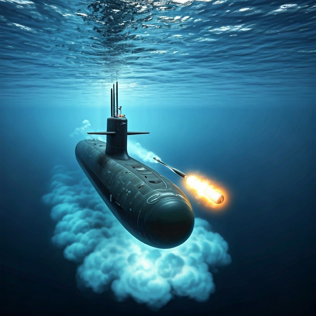 nuclear submarine firing a warhead