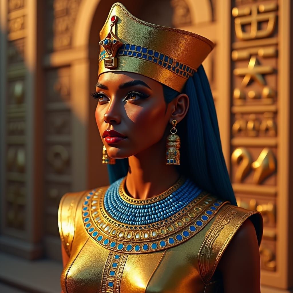 Majestic Egyptian Monarch in Hyperrealistic Style