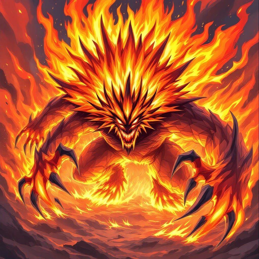 Glurak Pokémon Card Illustration in Fire
