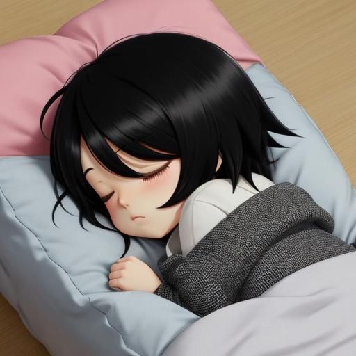 Cute Chibi Girl Sleeping Under the Night Sky