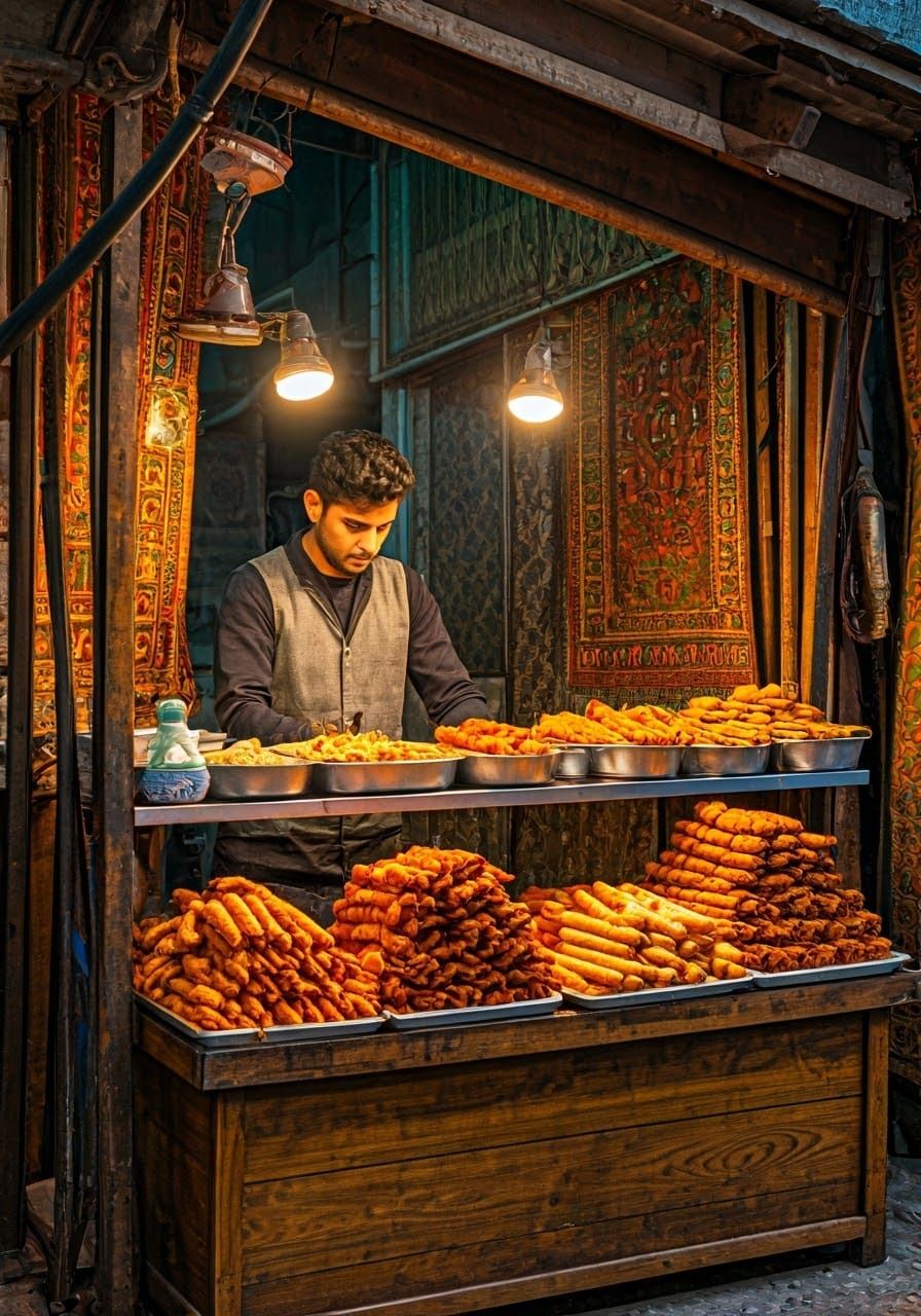Colorful Middle Eastern Street Food Vendor