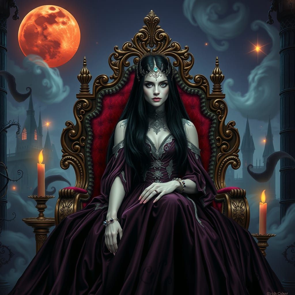 Majestic Gothic Queen in Mystical Castle