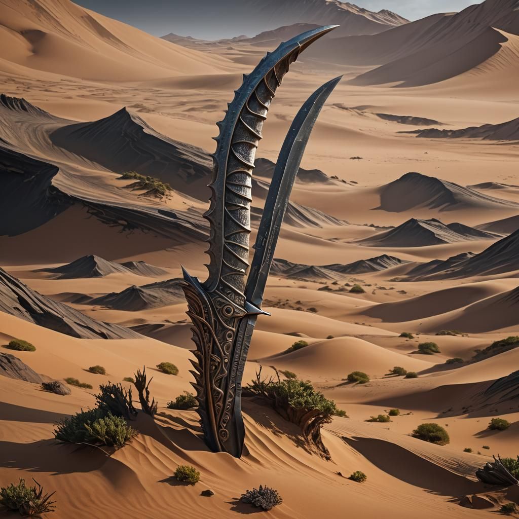 Dune-Inspired Organic Knife Stand: High-Resolution Photo