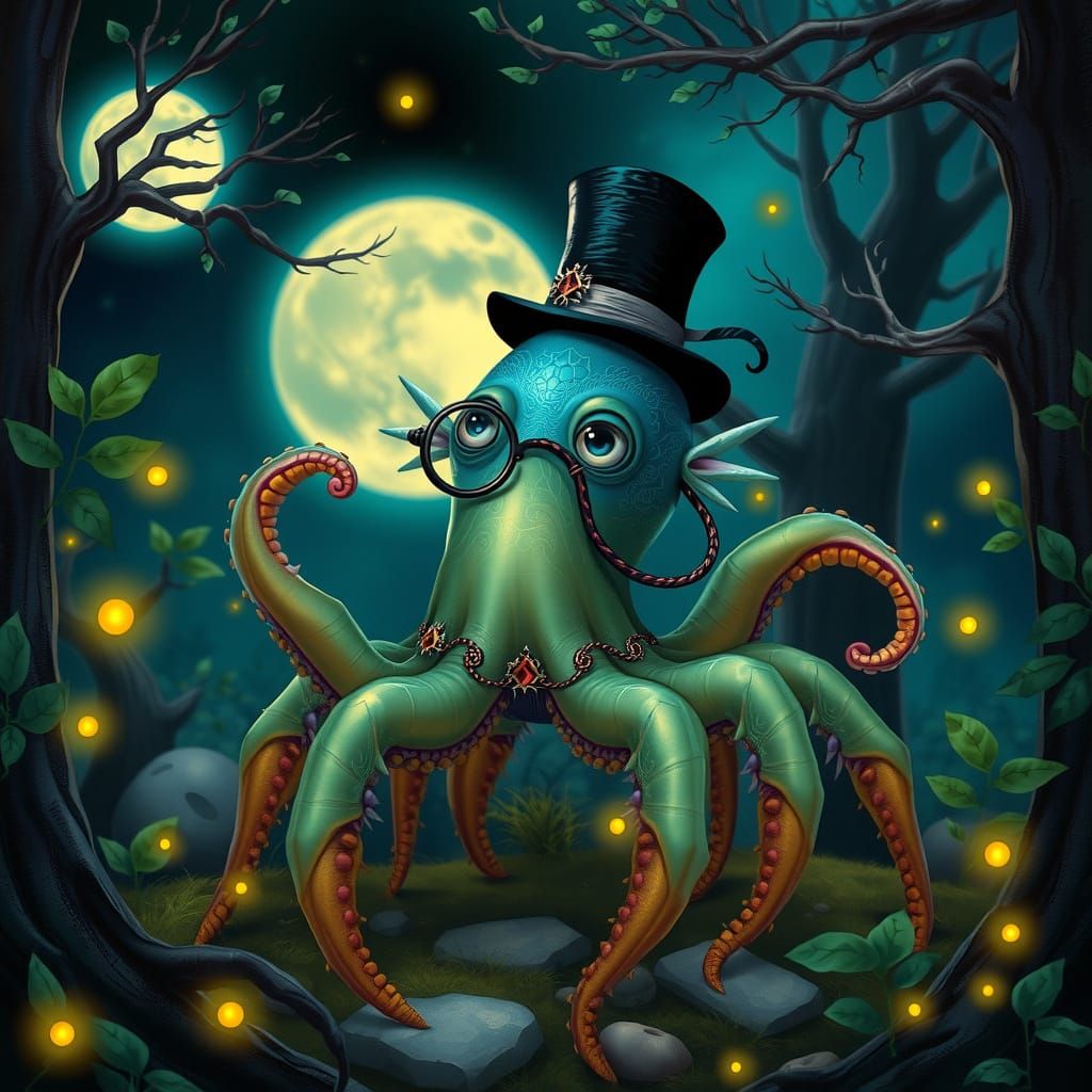 Mystical Fae Creature in Moonlit Forest