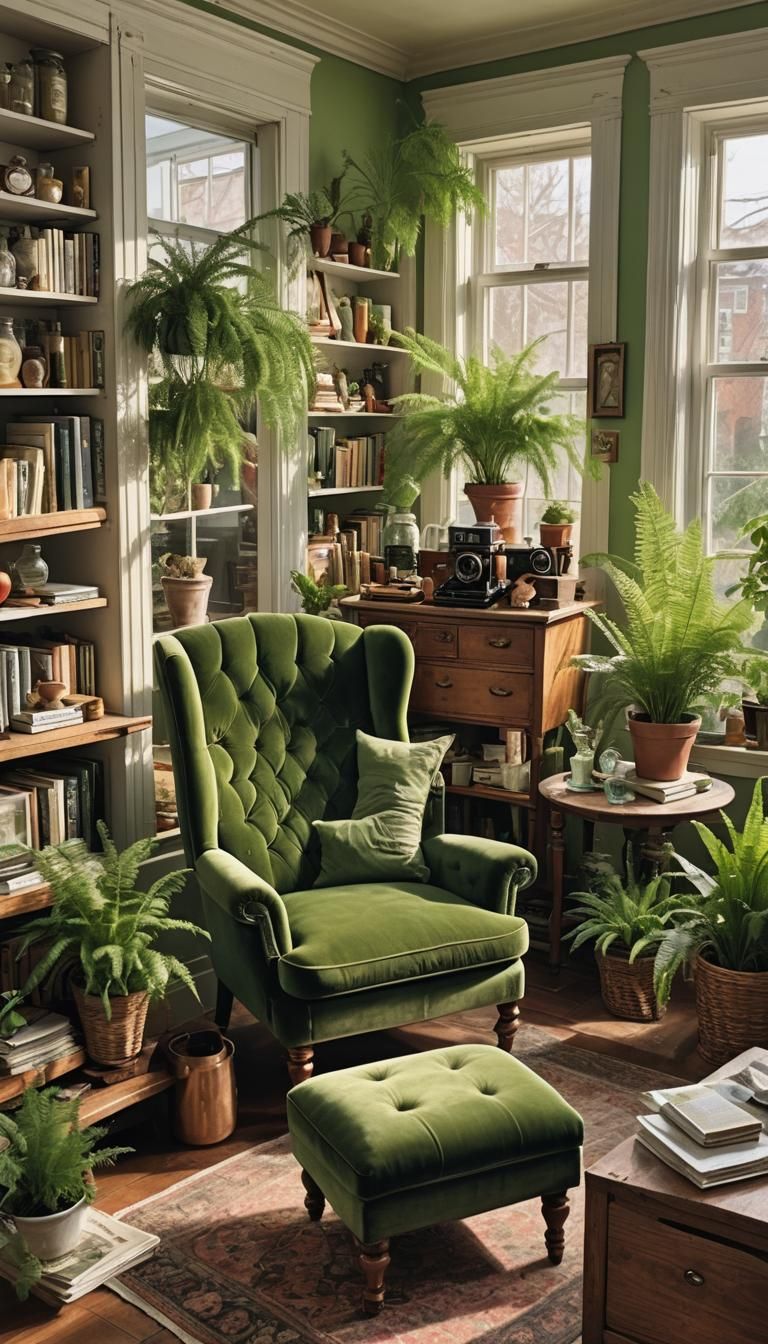 Dill Pickle Reading Newspaper in Cozy Room