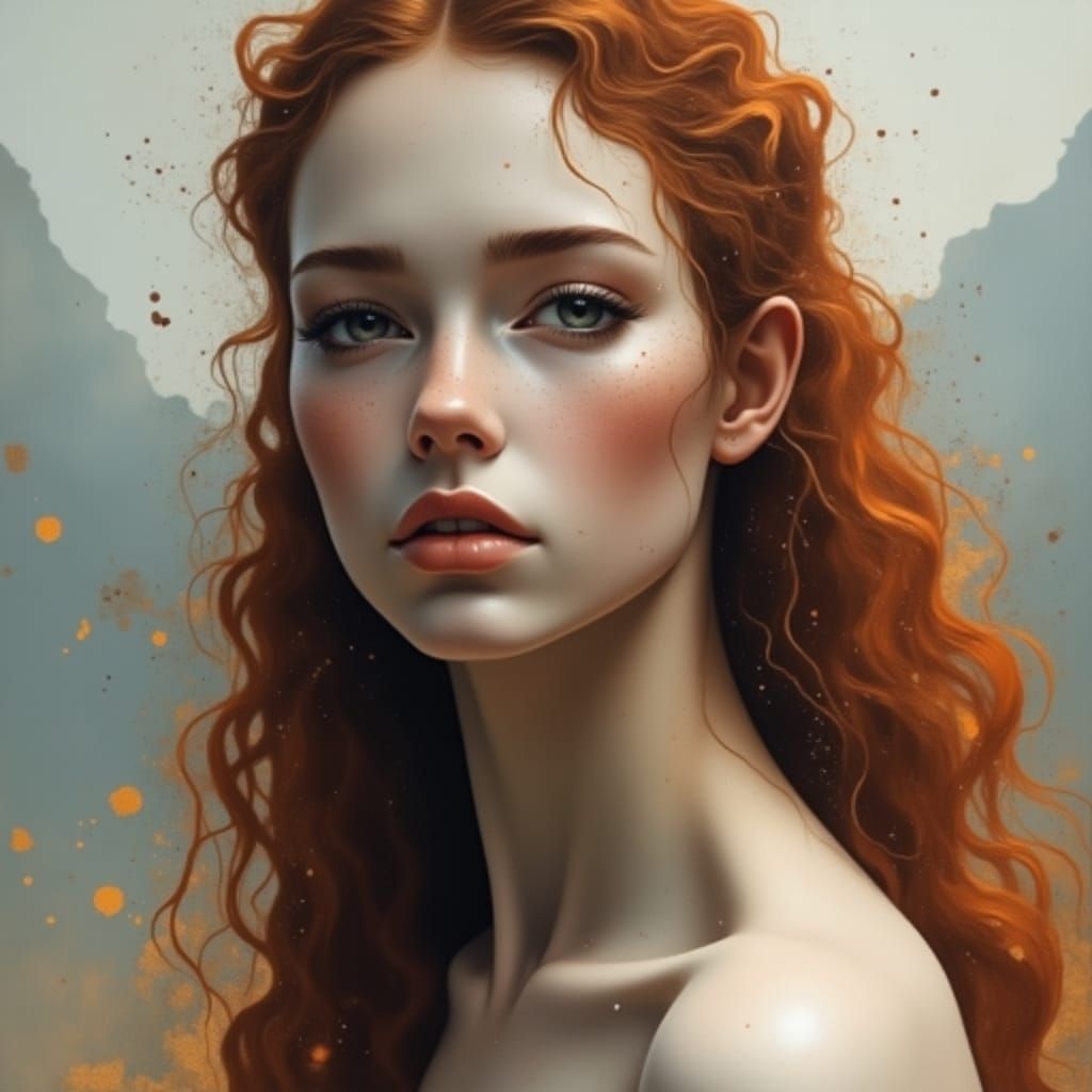 Ethereal Goddess Portrait in Vibrant Triadic Colors