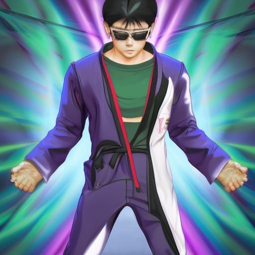 Jet Li as KOF Character in Comic Book Style