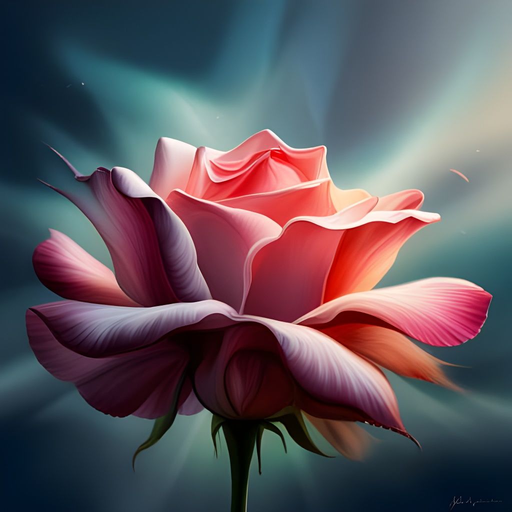 Single Rose in Dark Cloud: Hyperrealistic Splash Art