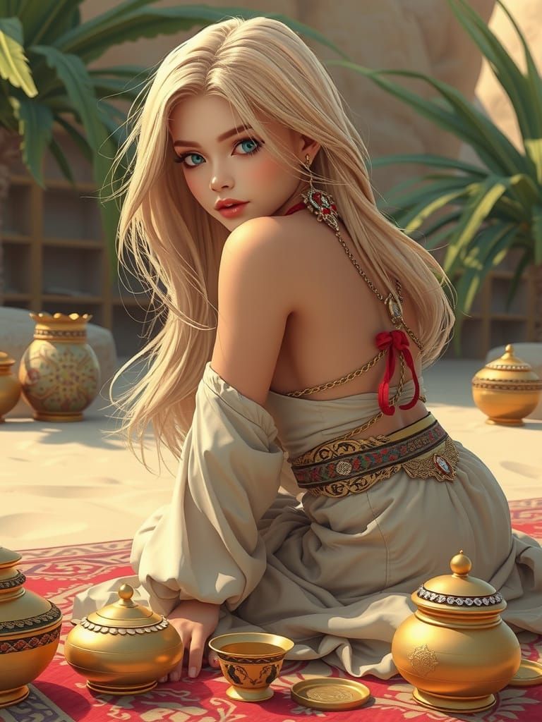 Ethereal Oasis Goddess in Anime-Inspired Regalia