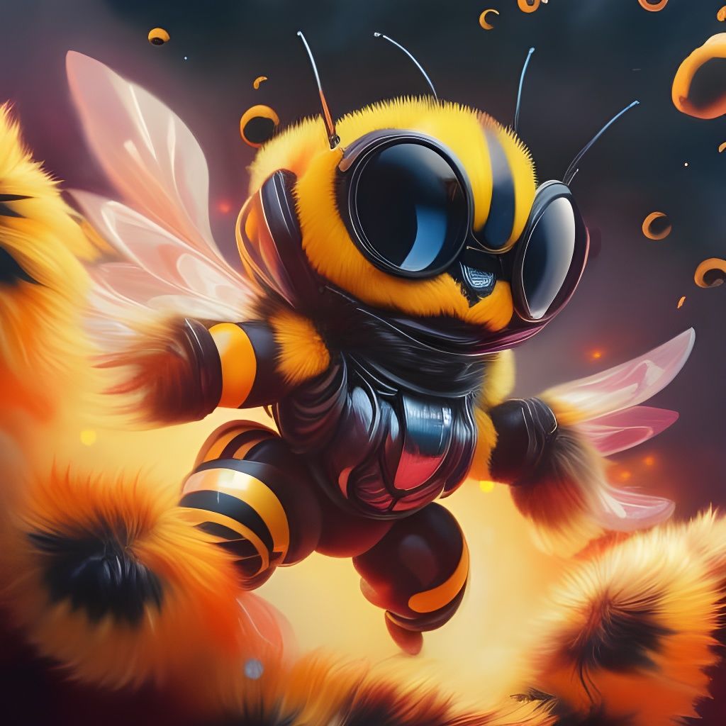 Furry Chibi Bumblebee in Polychromatic Explosion