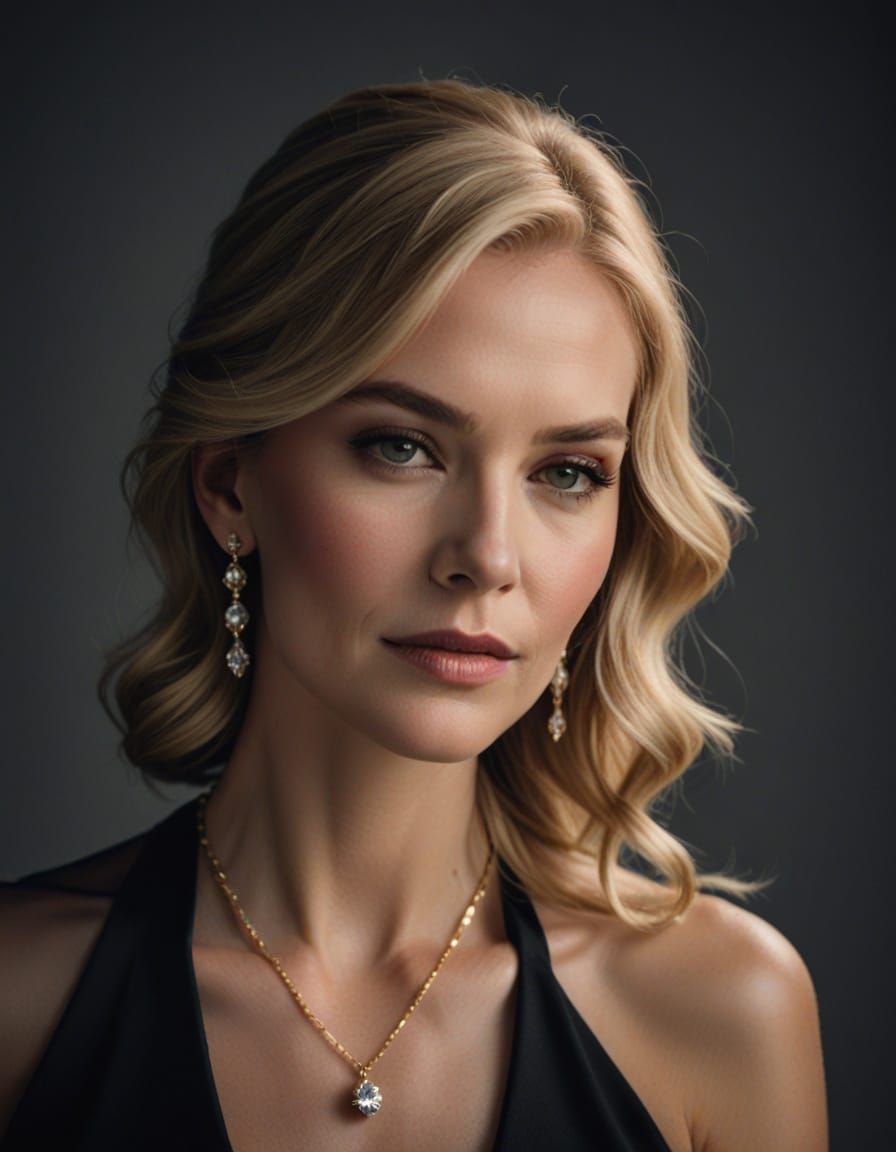 Elegant Woman in Black Gown: High Fashion Portrait