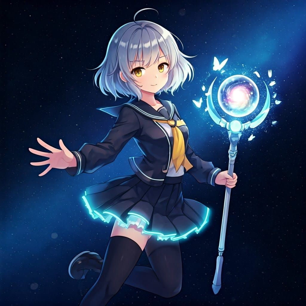 Galactic Schoolgirl Warrior in Manga Style