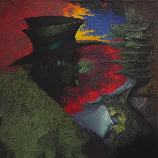 Cinematic Surrealist Painting in Triadic Colors