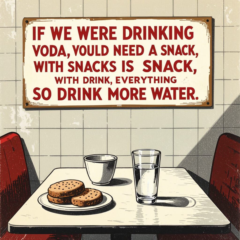 Soviet Poster: Drink Water, Skip Snacks