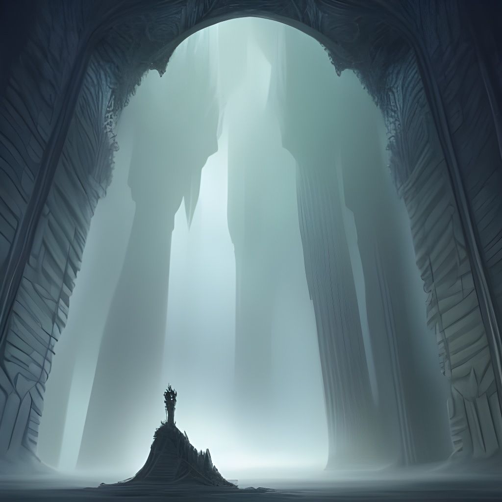 Fractal World with Ancient Columns, Dark Fantasy Art