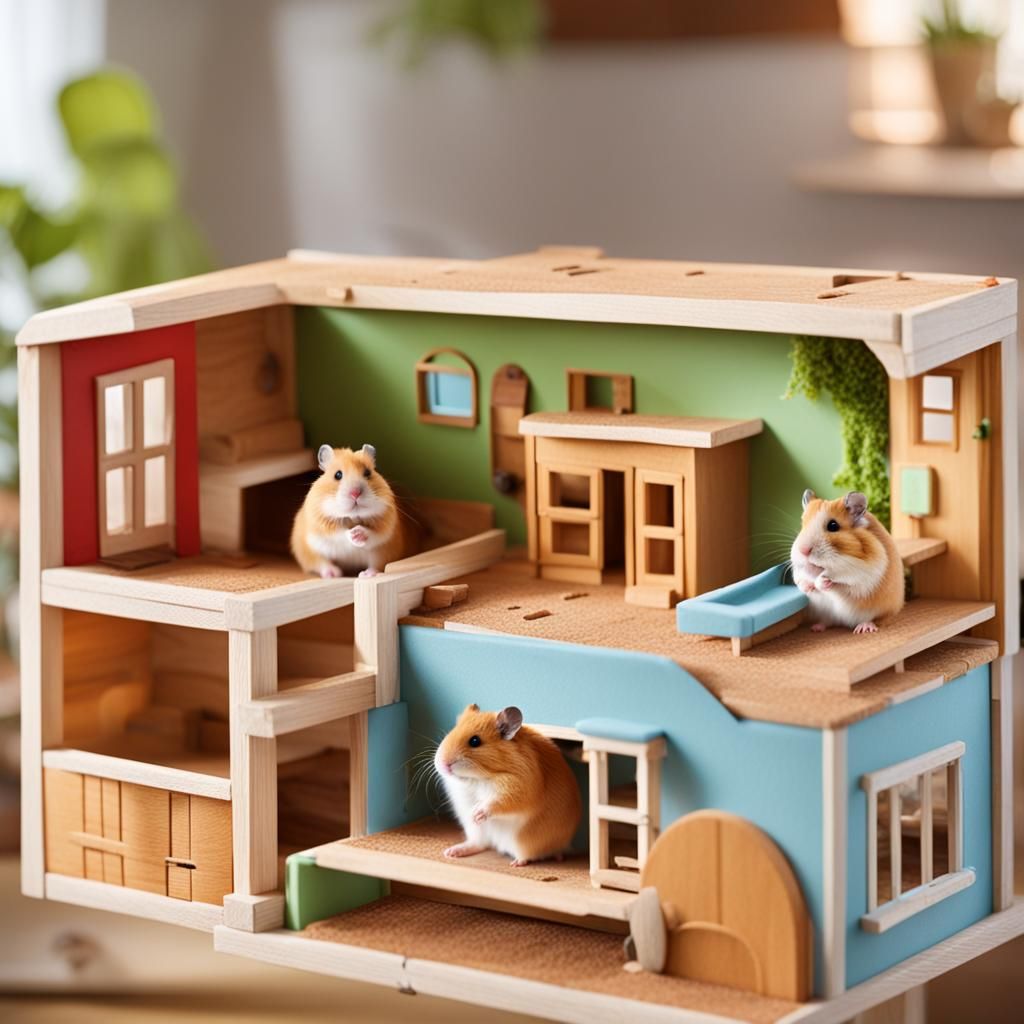 Cute Miniature Hamster House with Rooms and Tunnels