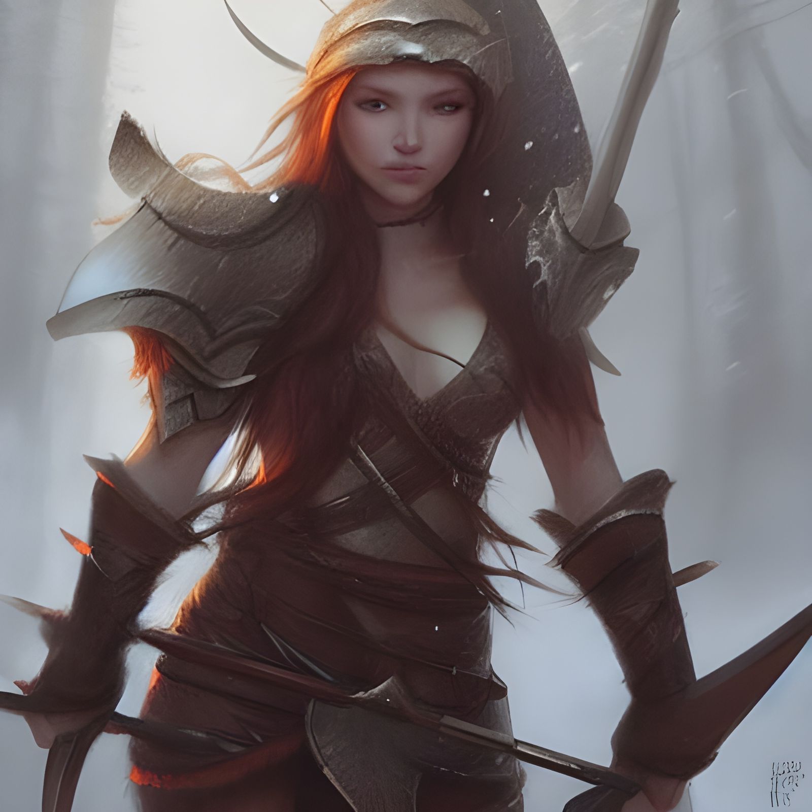 Snow Elf Warrior with Axe, Realistic Fantasy Art
