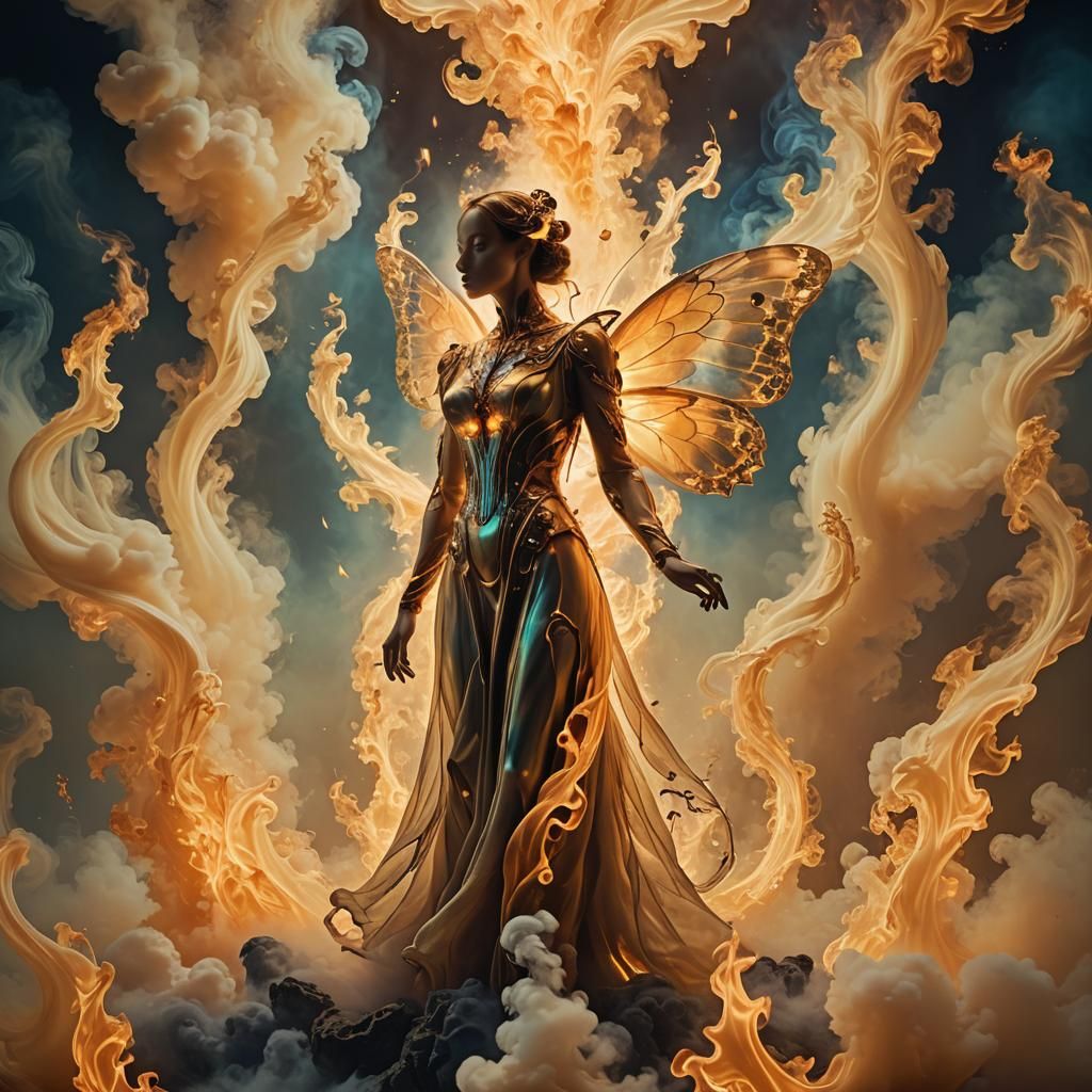 Surreal Interdimensional Realm with Invisible Flames