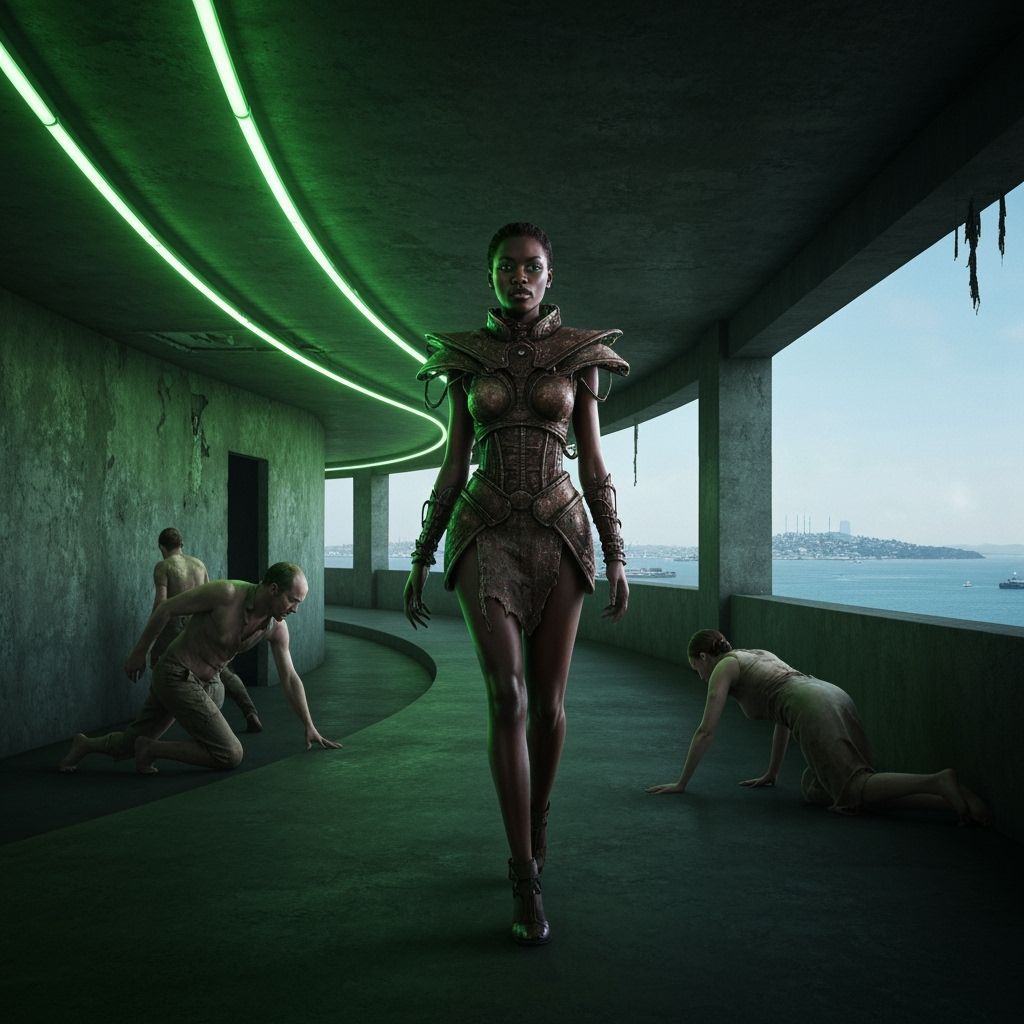 Dystopian San Francisco Woman in Cyberpunk Style