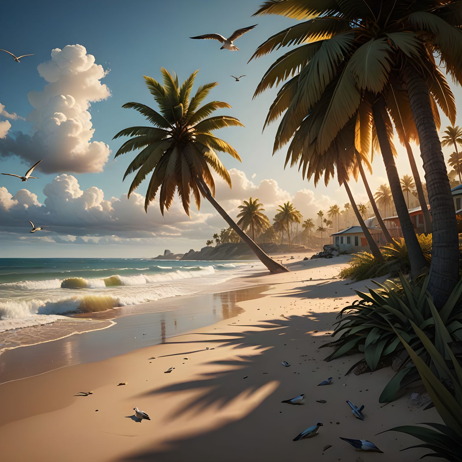 Surreal Beach Scene in Detailed Matte Painting Style