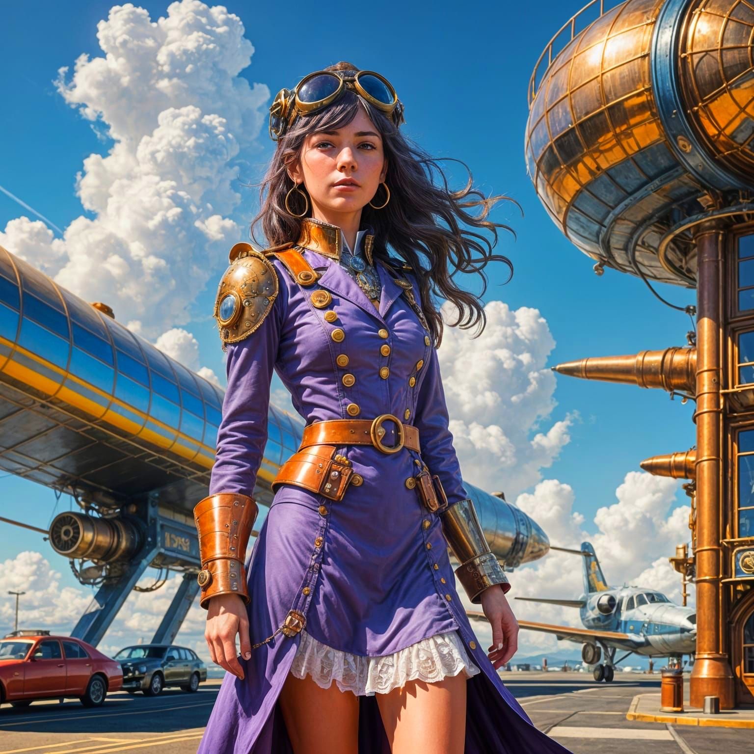 Steampunk Aviatrix Takes Flight