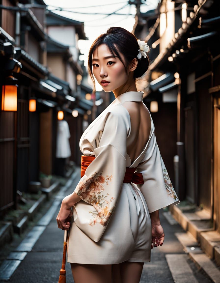 Japanese Woman in Alleyway: Fine Art Photography
