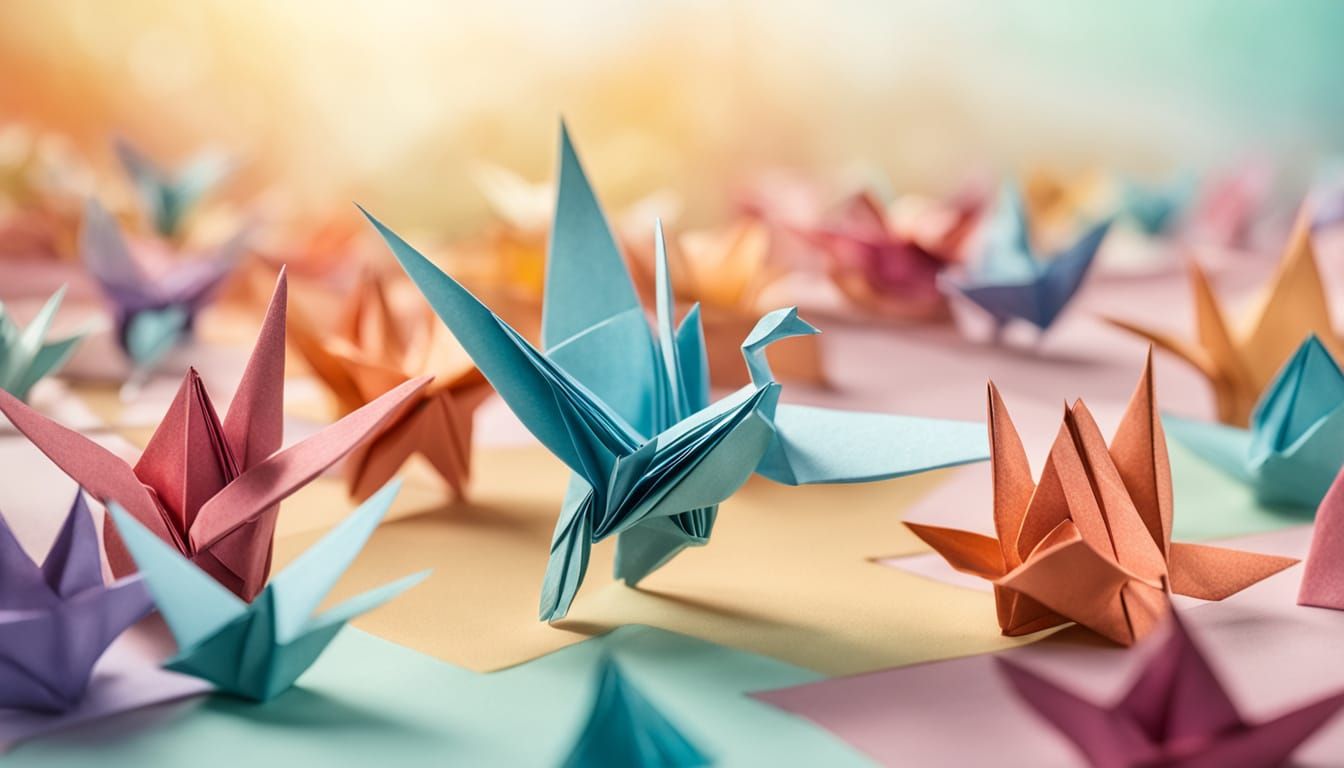 Delicate Origami Masterpiece in Vibrant Papercraft Style