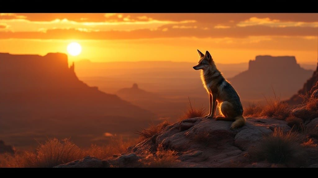 Coyote Silhouette at Sunset: Western Landscape Photography