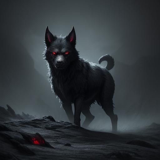 Hellhound Runs Through Misty Underworld: Anime-Inspired 3D A...