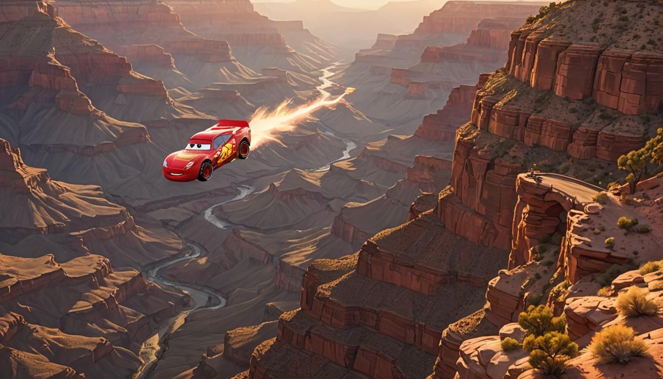 Lightning McQueen's Grand Canyon Jump at Sunset