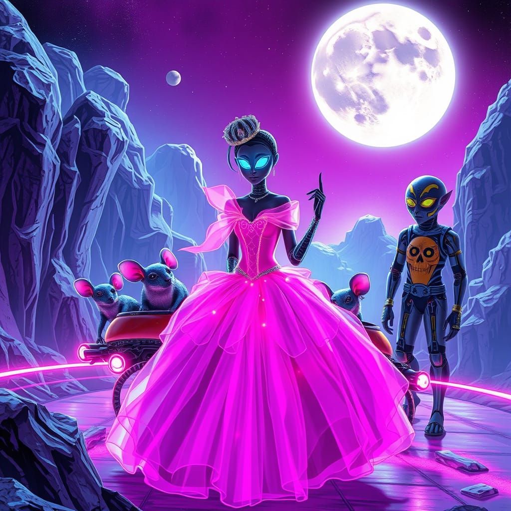 Cyborg Cinderella at Neon Crystal Moon Masquerade