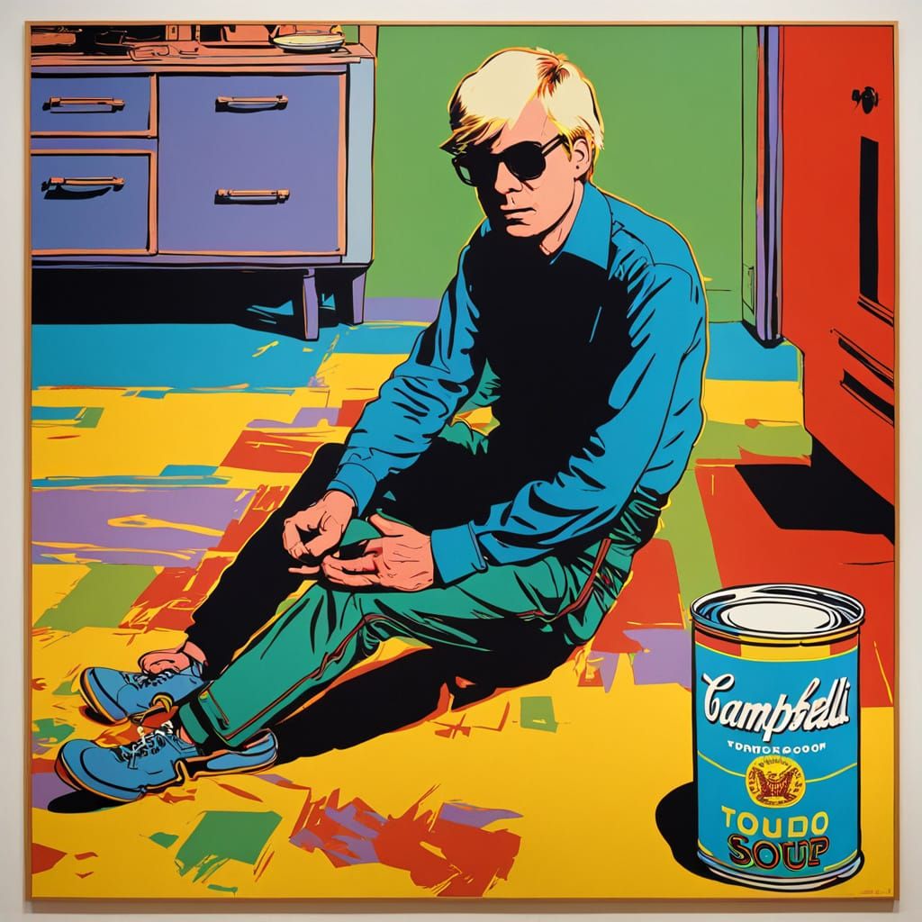 Andy Warhol Falls in Vibrant Pop Art Style