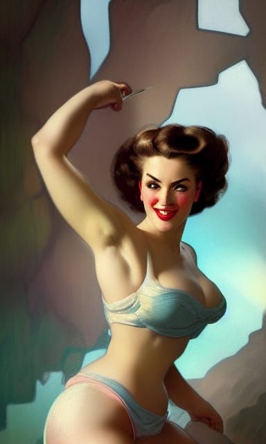 Voluptuous 1950s Housewife Portrait in Hyperdetailed Style