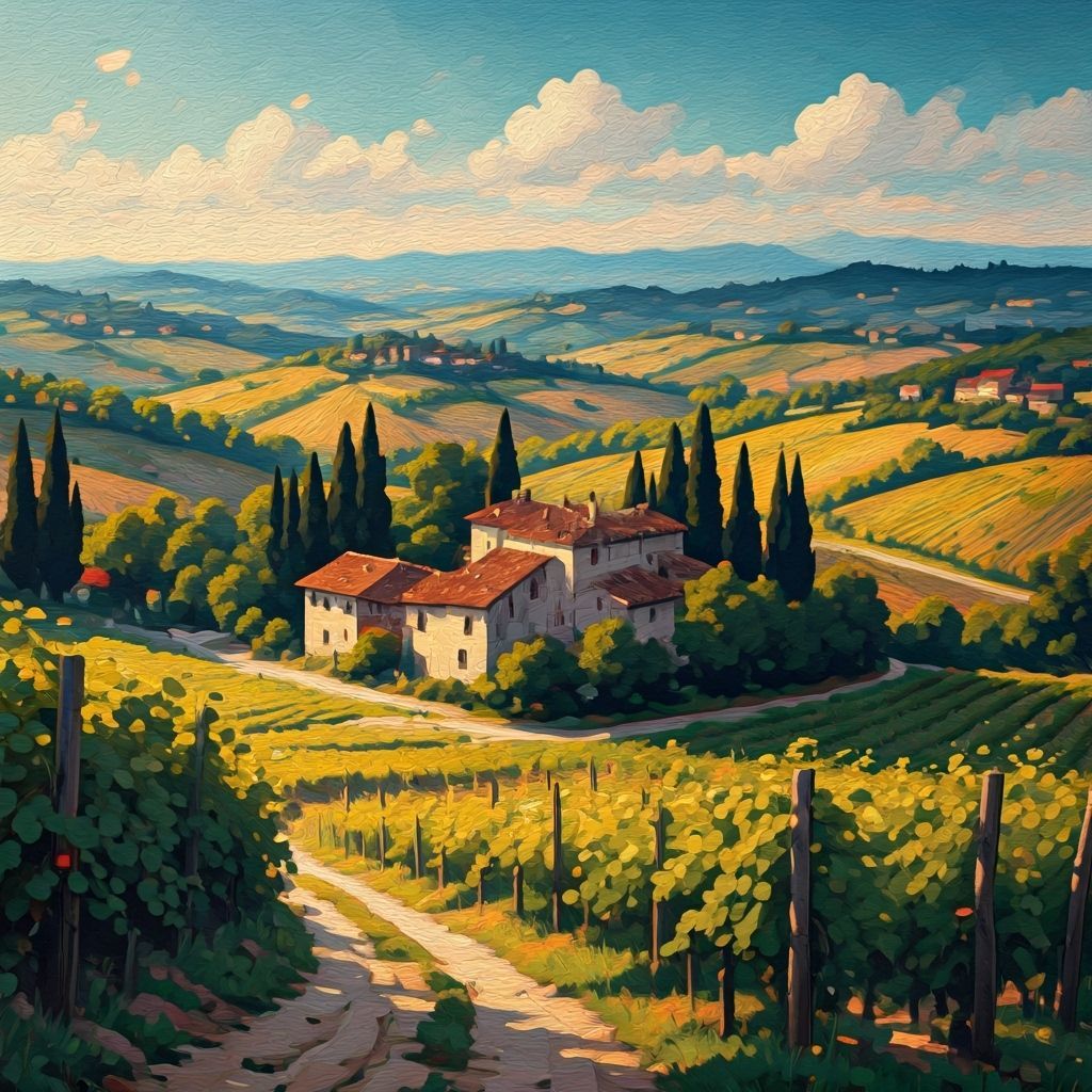 Golden Hour Italian Vineyards and Farms
