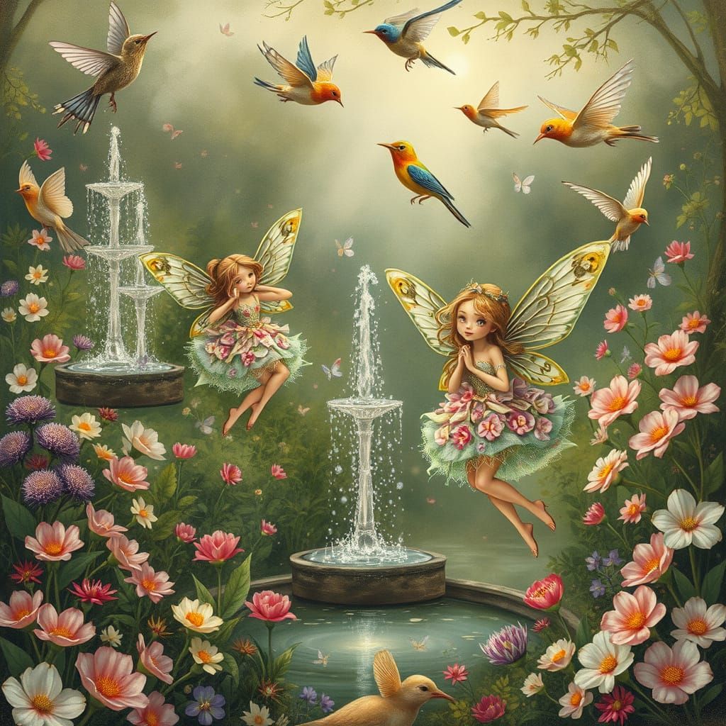 Whimsical Fairy Tale Garden in Dreamy, Ethereal Style