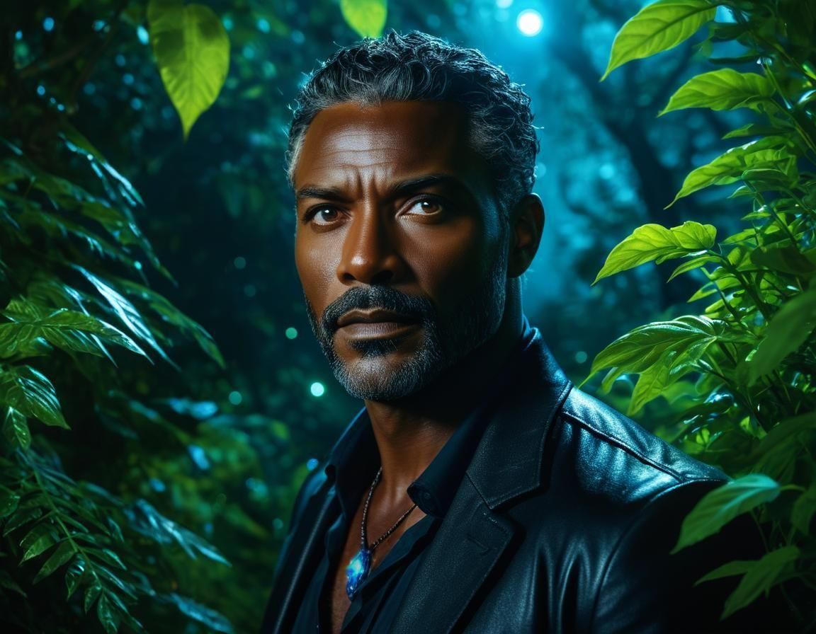 Magical Hero in Bioluminescent Fairycore Landscape