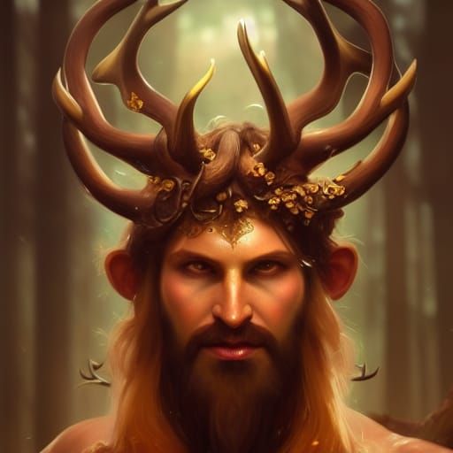 Cernunnos Portrait in Art Nouveau Style