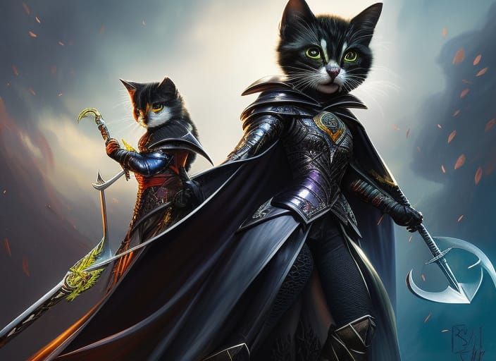 Hyperdetailed Kitten Knight in Iridescent Armor