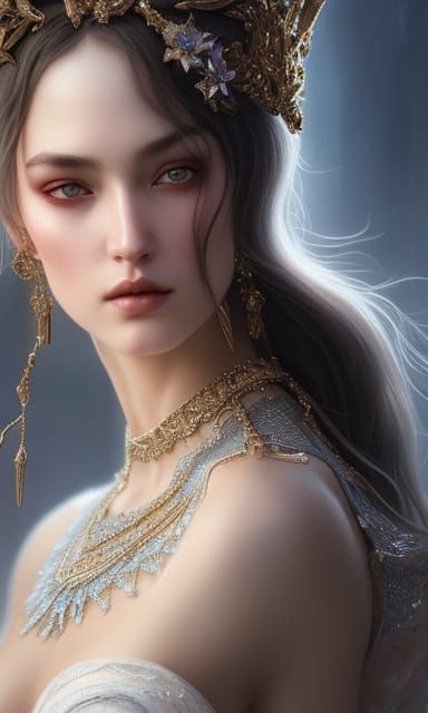 Evil Wizard Woman in Silver Gown