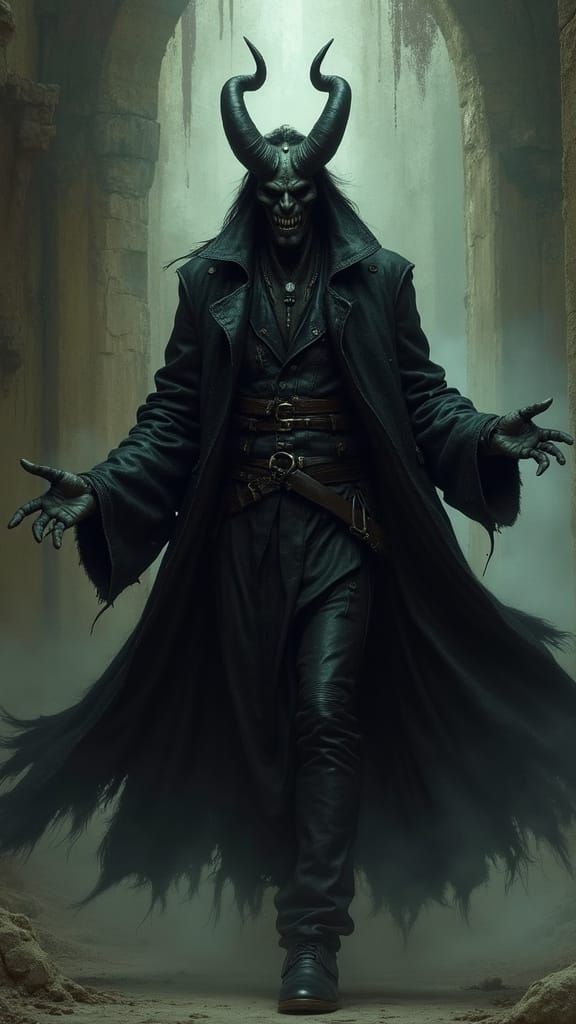 Mystical Vampire Wizard Demon in Dark Fantasy Style